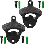 Luwanburg Wall Mounted Bottle Opener Black Cast Iron Beer Cap Opener Post Mounted (Pack of 2)