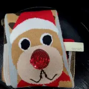 NWT scarf Rudolph the red sequined nosed reindeer by Bay Sky 75" x 7" Christmas