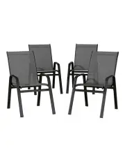 [Gardeon] Outdoor Stackable Lounge Chair 4 Pieces in Grey