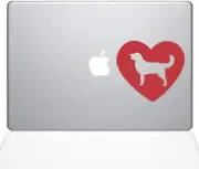 The Decal Guru Heart Golden Retriever MacBook Decal Vinyl Sticker - 15" MacBook