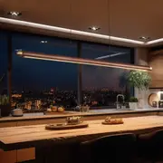 Krear Wooden Pendant Light Solid Wood LED Strips Linear Lighting 1.2M/1.5M/1.8M