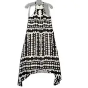 Peyton Jensen Black Midi Preppy Sundress Halter Y2k Boho NEW $98 Women Size XS