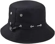 [Ipetboom] 1Pc Double Sided Bucket Hat for Women Stylish Sun Protection Shielding Versatile Summer Outdoor Fisherman Cap for Beach Hiking Daily Wear Black