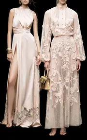 [Zuhair Murad] Lace-Detailed Satin Maxi Dress