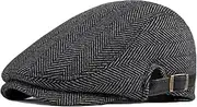 [Qunson] Newsboy Hat for Men Classic Herringbone Tweed Flat Cap Ivy Gatsby Cabbie Hat
