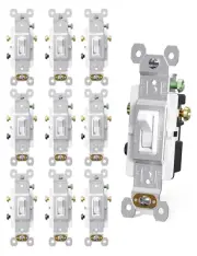 15 Amp 3 Way Quiet Indoor Toggle Switch Self-Grounding on off Toggle, Residentia