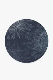 185' Round | Machine Washable Runner Rug | Kid & Pet Friendly | Indoor Rug | Jellyfish Bloom Navy Rug | Ruggable