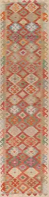 Reversible Kilim Kelim Long Runner Rug Handwoven Tribal Hallway Carpets 3x16