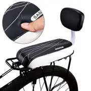 Bicycle Rear Seat With Back Rest, Soft Cushion For Children Carrier, Mountain Bike Pu Leather Pad black white
