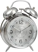 Fonowx Analog Alarm Clock,Desk Clock Dorm Easy to Read Silent Non Ticking Luminous Dial for NightStand, Heavy Sleepers,Dining Room, Argent