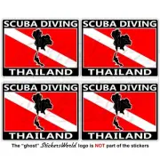 THAILAND SCUBA DIVING Flag-Thai Map Shape Rectangular Stickers, Decals 50mm x4