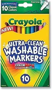 Crayola 10ct Ultra-Clean Fineline Markers,washable, detail drawing, pens, colouring, fun, gifts, education, project, booklist, classroom, school, non toxic