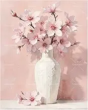 TAOPAOLAB Flower Paint by Numbers Kit for Adults - DIY Cherry Blossoms in White Vase Painting on Canvas 16x20 Inches, Acrylic Paint Set, Suitable for Beginners, Art for Home Decoration or Gifts