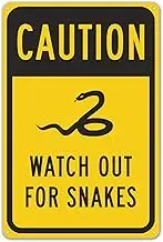 Safety Sign Danger Sign Watch Out for Snakes Wall Art Warning Caution Tin Signs Metal Road Yard Decor 8 x 12 inches