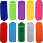 10 Pcs Reusable,Washable Ice Popsicle Holders Ice Popsicle Bags Freezer Ice Pop Sleeves Anti Freezing Ice Lolly Holder for Active Kids (10color)