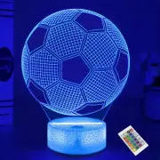 Soccer Night Light for Kids, 3D Football Optical Illusion LED Lamp with Remote