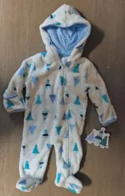 Little Beginnings Size 3-6 Months Pram One Piece Full Hooded Zip Up Jumper