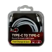 Reiko Power Delivery USB-C to C Fast Charging & Sync Nylon- Braided 3Ft Cable in