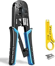 AMPCOM RJ45 Crimping Tool, 8P/6P-RJ11, RJ12 Crimper Cutter Stripper AM-568R