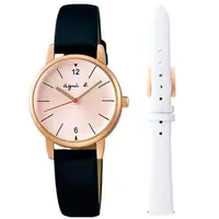 在飛比找森森購物網優惠-agnes b. 法式簡約生活皮帶套錶組-黑X白 BH803
