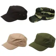 Kids Youth Solid Cotton Army Military Cadet Castro Patrol Flat Cap Caps Hat Hats