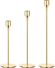 Oatnauxil Gold Candle Holders Gold Taper Candle Holder Metal Candle Holder for Wedding, Dinning, Party, Fits 3/4 inch Thick Candle&Led Candles (Set of 3 Pcs)