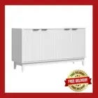 Oikiture Buffet Sideboard Cabinet 4 Doors Cupboard Hallway Table White