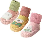 [Happy Cherry] Toddler Baby Non Skid Socks Shoes with Grip Winter First Walking Socks Slippers Trainer Booties for Baby