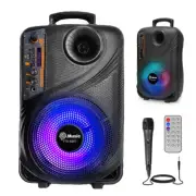 8" Portable Bluetooth Party Speaker Stereo Subwoofer Heavy Bass w Karaoke Mic AU