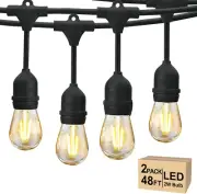 96FT Outdoor String Lights, Patio Lights with 30 2W Antique S14 LED Plastic Bulb
