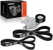 A-Premium Engine Serpentine Belt Drive Kit with Tensioner Compatible with Ford Edge 2011-2014 & Lincoln MKX 2012-2015, 3-PC Set