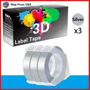 3PK Label Tape 3D Silver for Dymo Organizer Xpress (12965) Label Makers