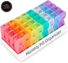 Organizador de pastillas mensual para 2 tomas al día, pastillero para un mes.