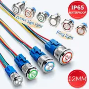 3-24V 12mm Metal Waterproof Push Button Switch Momentary Mini Switch On/Off