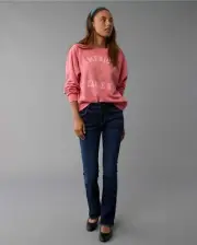 American Eagle Women’s Funday Oversized Sweatshirt Color Coral Size S