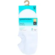 Underworks Ladies No Show Sneaker Socks Size 5-10 White 3 pack