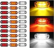 RATSTONE 30 x Side Marker Lights, Marker Lights, Trailer, 12/24 V Trailer Side Light for Trucks, Motorhomes, Caravans etc. (Red + Yellow + White)