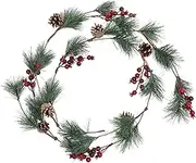 LABRIMP Red Fruit Rattan Garland Christmas Artificial Christmas Icicles Fall Decorations Outdoor Christmas Centerpieces Outdoor Christmas Decorations Pine Cones Green