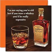 Funny Birthday Cards for Men - Vintage Whiskey - Rude Male Birthday Cards for Men Humour Dad Husband Uncle Brother Son in Law Grandad, 145mm x 145mm Whisky Bday Man Greeting Cards