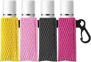 4Pack Lip Balm Keychain Holder Sleeves, Elastic Lipstick Holder Pouch for Chapstick, Lip Gloss, Lipsticks, Universal Pocket Lipbalm Pouch, Chapstick Holder with Keyring Clip Black Yellow Pink Rose Red