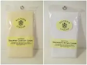 SULTAN'S LINENS White & Almond Standard Magnetized Shower Curtain~70" X 72"