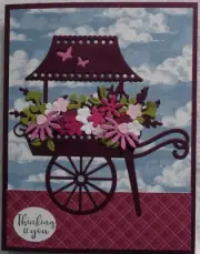 Stampin Up! Card Kit Thinking of You Purple FLOWER CART Butterflies Blue Sky FUN