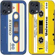 2 Pcs/Lot Retro Cassette Tape Printed TPU Soft Gel Silicone Back Phone Case Cover (Case for Oppo Find X5 Pro)