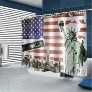 USA Statue Of Liberty 3D Shower Curtain Waterproof Fabric Bathroom Decoration