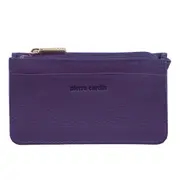 Pierre Cardin Genuine Leather Coin Purse with Keyring Wallet - Purple