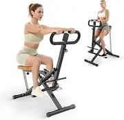 Home Row & Ride Squat Machine – Press Assist Ab & Leg Workout Equipment, Adjustable Resistance, LCD, Non-Slip Pedals