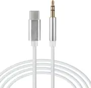 Type C USB-C to 3.5mm Male Audio AUX Cable Adapter 1m/6ft For Car Headphone For iPhone 15 IOS Sumsung Xiaomi Huawei - Silver