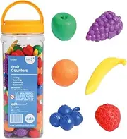 Edx Education Fruit Counters - Set of 108 - Early Math Manipulative for Kids - Teach Beginner Addition and Subtraction - Build Counting, Sorting and Language Skills