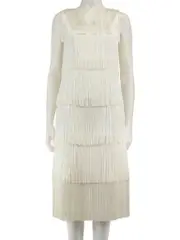 White Fringe Midi Dress
