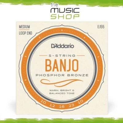 D'Addario 10-23 Medium Phosphor Bronze 5 String Banjo Strings - EJ55